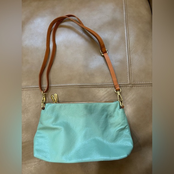 Valentina Mint Green Pebbled Leather Crossbody Bag - Picture 2 of 7